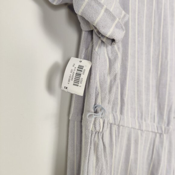 Old Navy NEW Women's Jumpsuit Size 1X Striped Blue White Linen Viscose Summer - Picture 3 of 12
